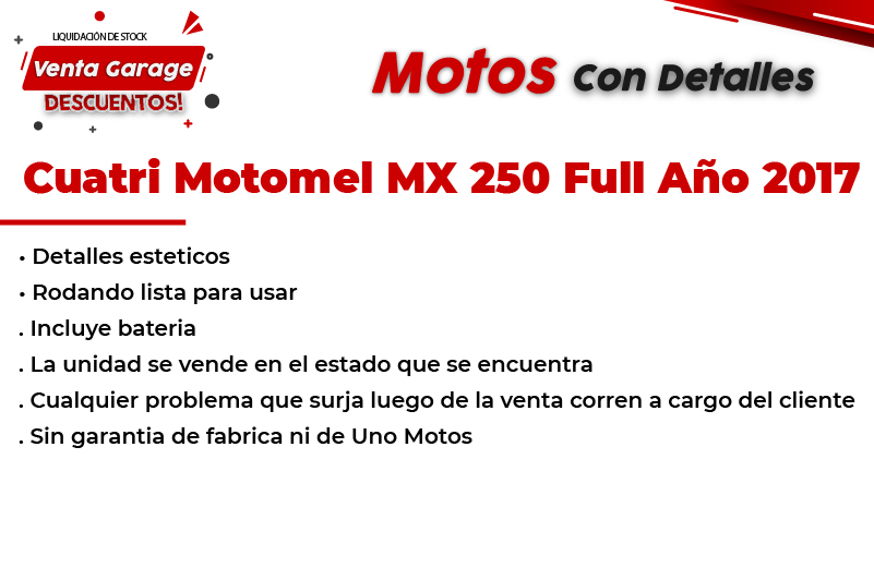 Moto Motomel Cuatri Mx 250 Full 2017 Outlet MJ