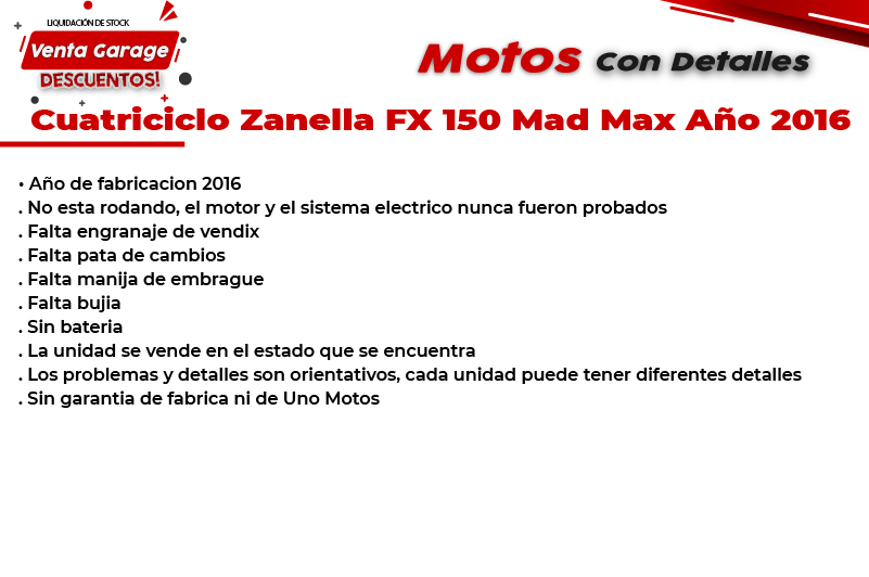 Moto Zanella Cuatri FX 150 Mad Max 2016 Outlet Z