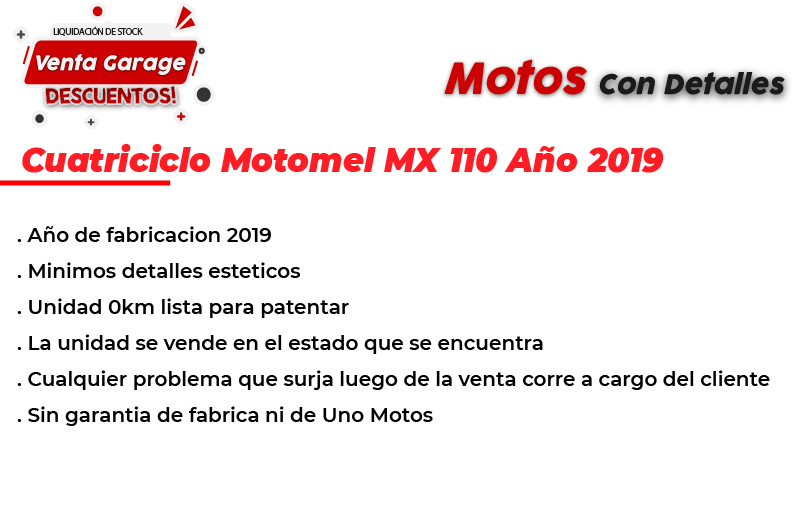 Moto Motomel Cuatri MX 110cc 2019 Outlet