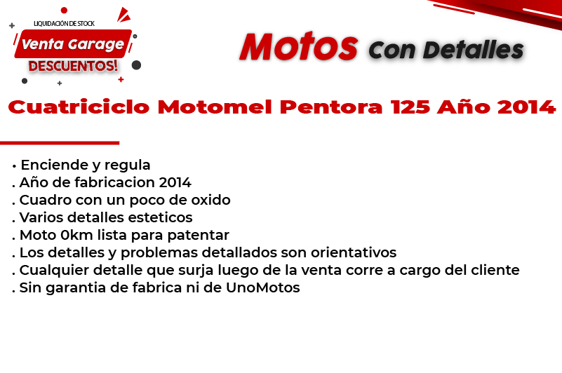 Moto Motomel Cuatri Pentora 125cc 2014 Outlet MJ