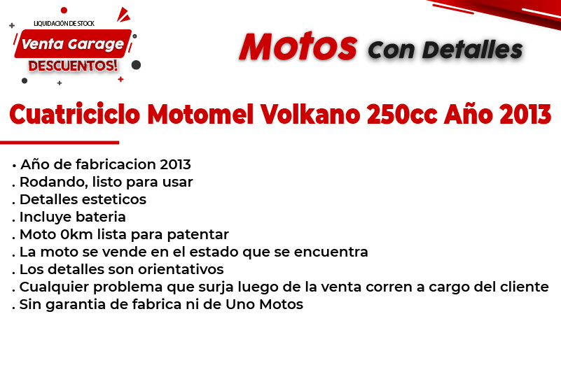 Moto Motomel Volkano 250 Base 2013 Outlet MJ
