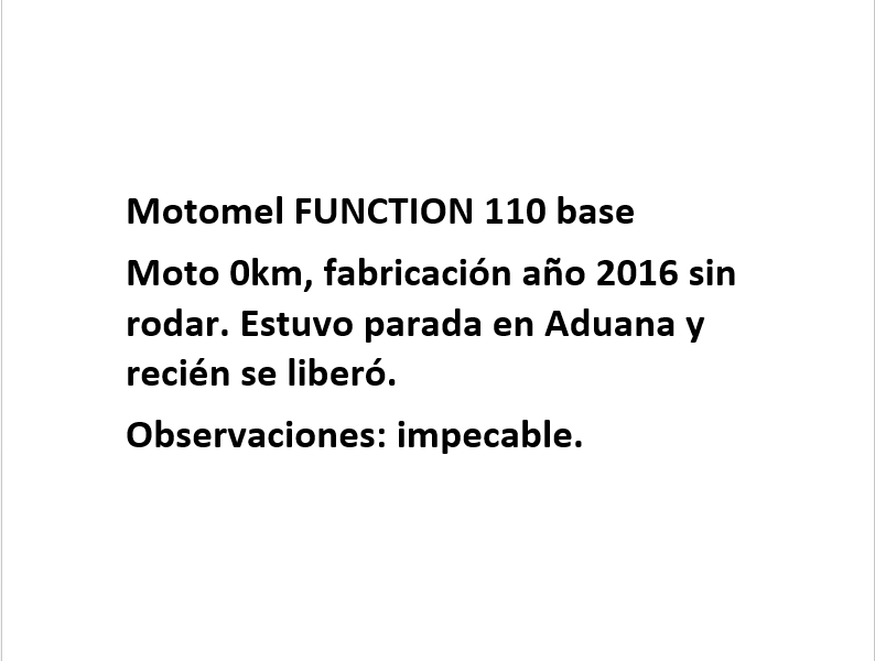 Moto Motomel Function 110 base Promo Fab. 2011