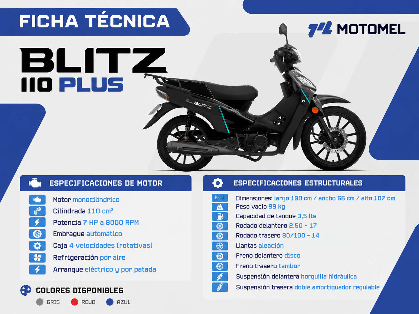 Moto Motomel Blitz 110 Plus 2027 Calientapu�os
