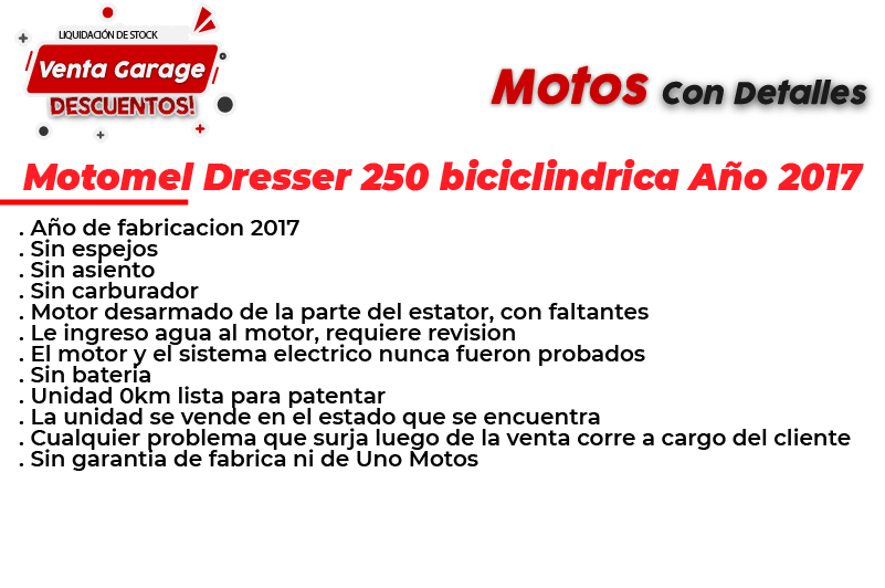 Moto Motomel Dresser 250 Bicilindrica Fab. 2017