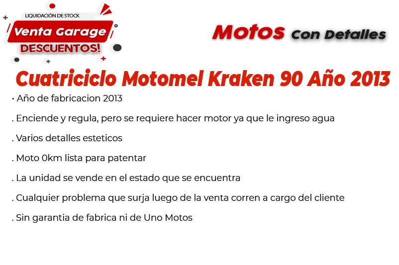 Moto Motomel Cuatr Kraken II 90 Linea 2013 Outlet MJ