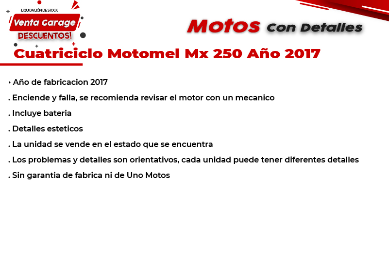 Moto Motomel Cuatri MX 250cc Base 2017 Outlet MJ