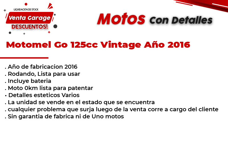 Moto Motomel GO 125 Vintage 2016 Outlet MJ