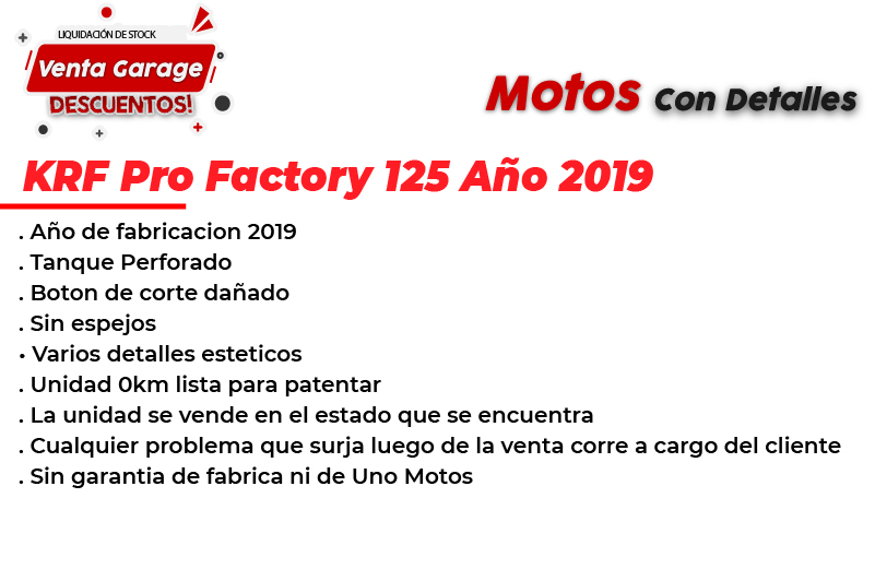 Moto Pro Factory KRF 125cc Cross Competicion Outlet