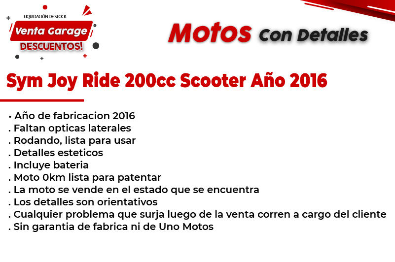 Moto Sym Joy Ride 200 i Evo 2016 Outlet M