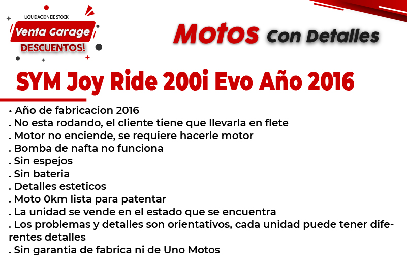 Moto Sym Joy Ride 200 i Evo 2016 Outlet MJ Motor
