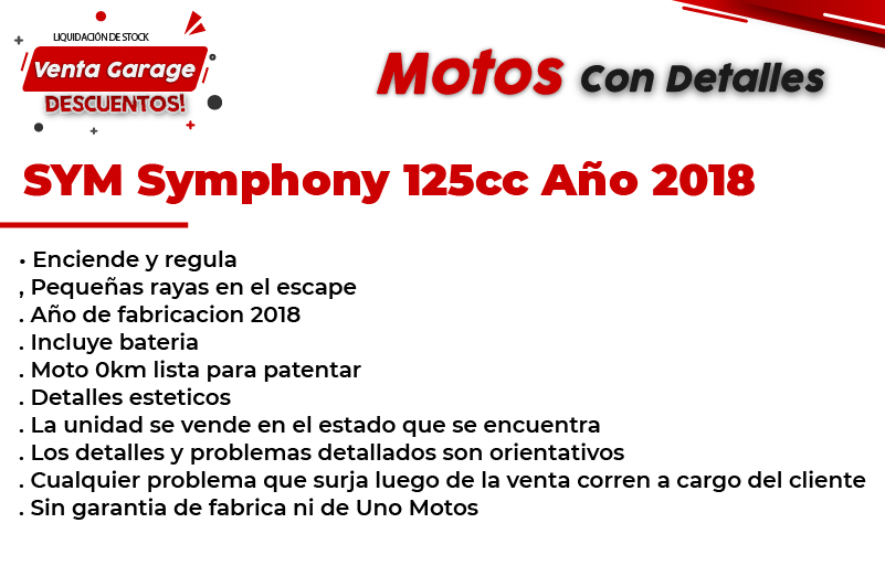 Moto Sym Symphony 125 2018 Outlet M