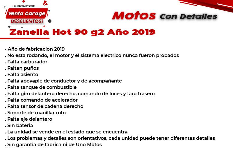 Moto Zanella Hot 90 G2 Rod. 10 2019