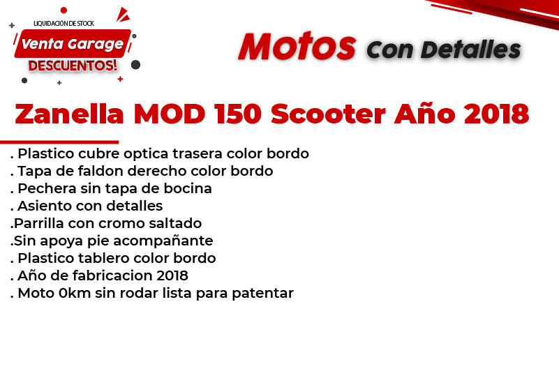 Moto Zanella MOD 150 Scooter 2018 Outlet Z