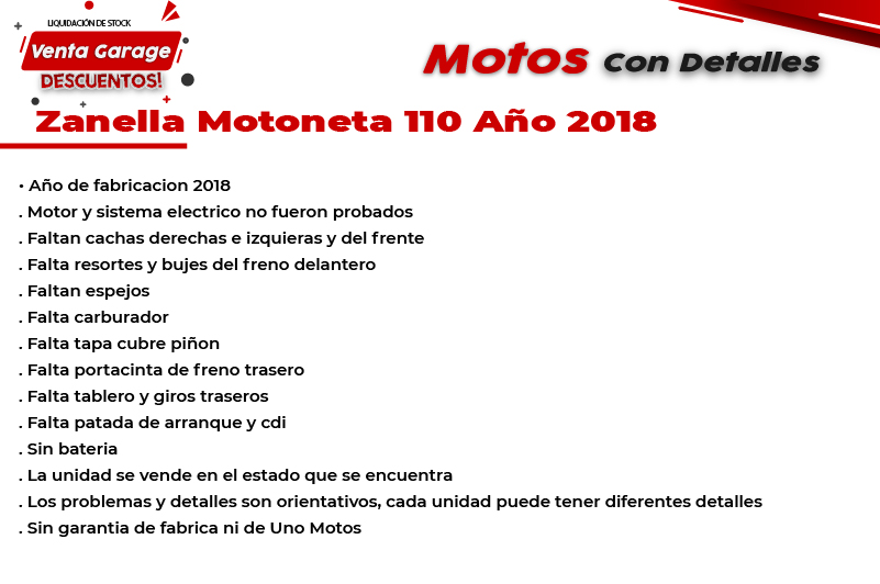 Moto Zanella Motoneta 110cc Outlet