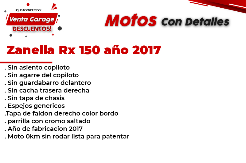 Moto Zanella Rx 1 150 2017 Outlet Z