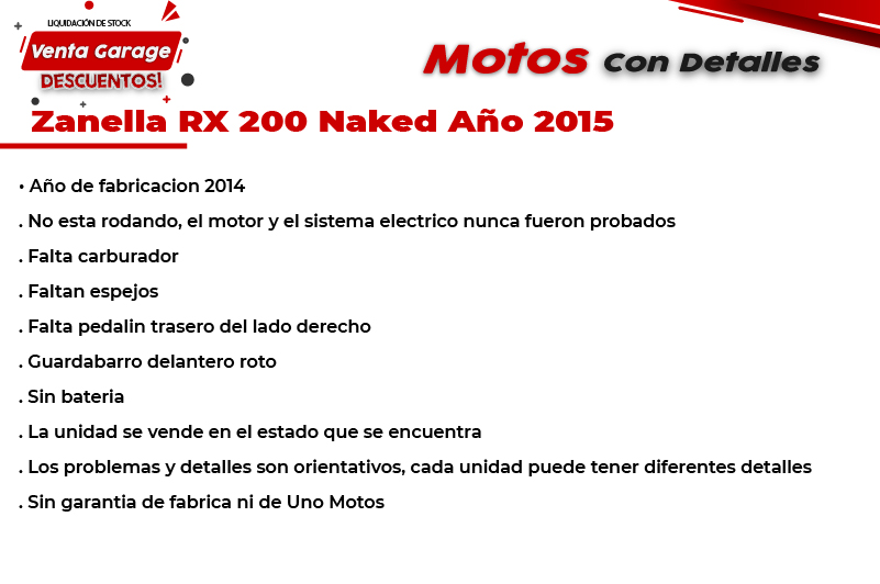 Moto Zanella Zanella Rx 200 Naked 2015 Outlet Z